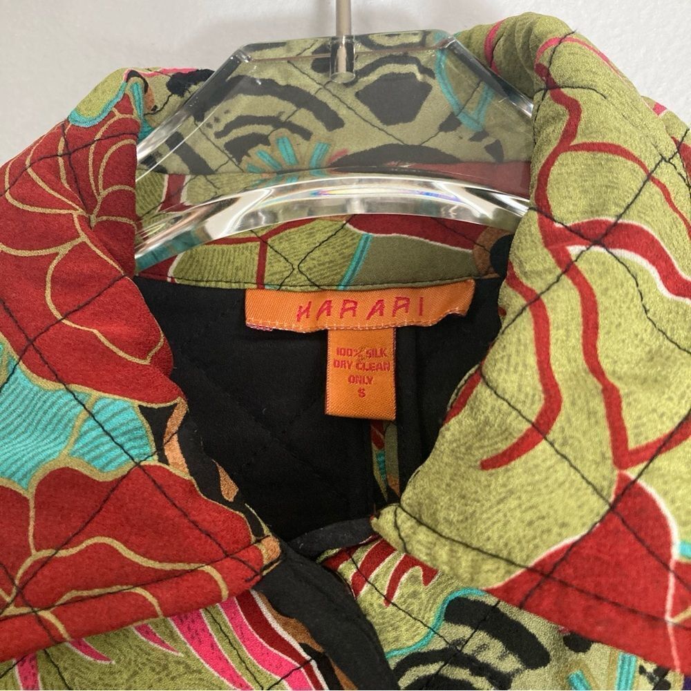 Harari 100% Silk Quilted Jacket Small Asian Inspired Bohemian Art To Wear Artsy - Picture 8 of 11